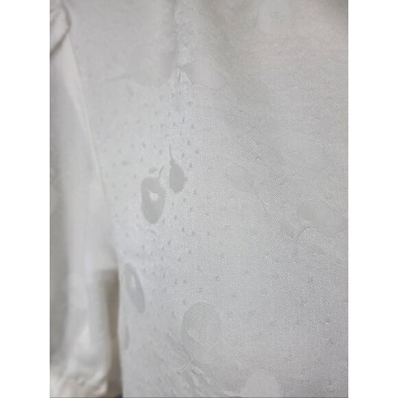 The Kooples Shirt Womens Small White Silk Blend Puff Sleeve Button Jacquard - Picture 5 of 15